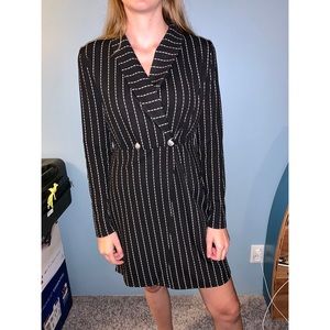 White “pinstriped” wrap dress